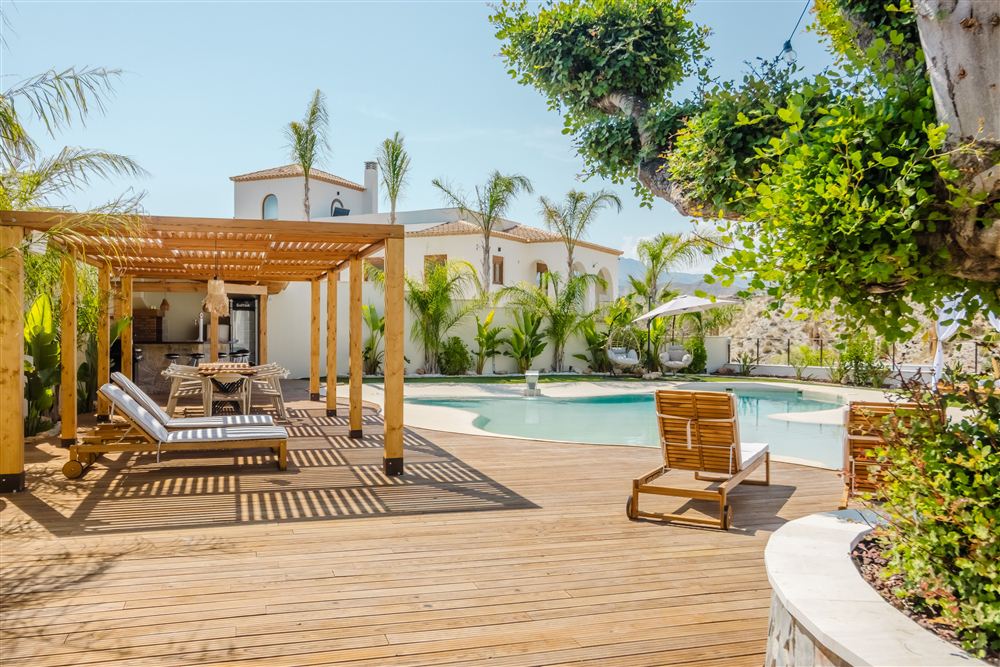 Villa terrace and pool overlooking the sea